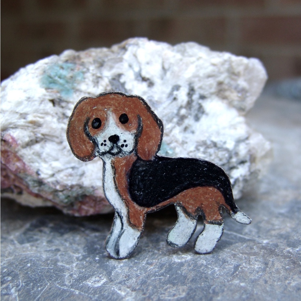 Beagle Dog Pin Handcrafted by Sandy Robinson Jewelry OOAK